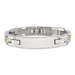 Chisel Stainless Steel Polished with 14K Gold Accent 8.5 inch ID Link Bracelet SRB3197-8.5