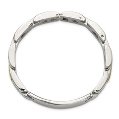 Chisel Stainless Steel Polished with 14K Gold Accent 8.5 inch ID Link Bracelet SRB3197-8.5