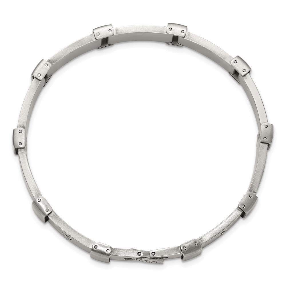 Chisel Stainless Steel Brushed and Polished with 14K White Gold Accent and .03ct Diamond 8.25 inch Bracelet SRB3200-8.25