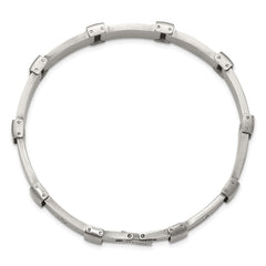 Chisel Stainless Steel Brushed and Polished with 14K White Gold Accent and .03ct Diamond 8.25 inch Bracelet SRB3200-8.25