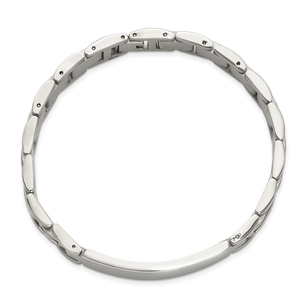 Chisel Stainless Steel Brushed and Polished with Diamond-cut 14K Gold Accent 8.5 inch ID Link Bracelet SRB3202-8.5