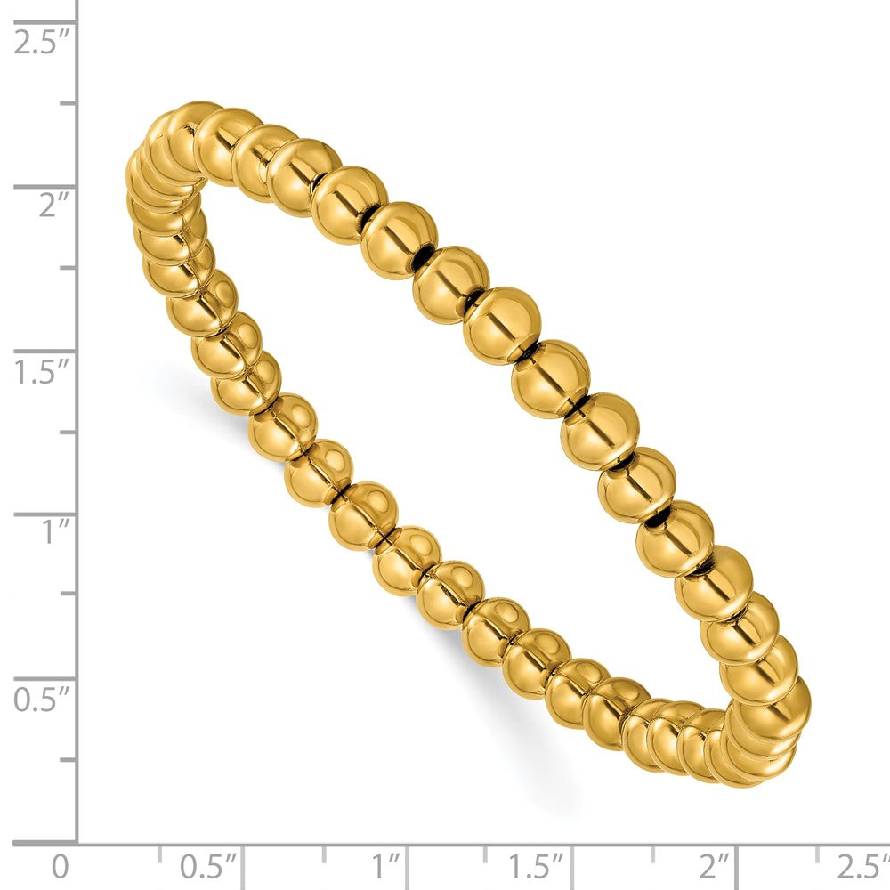 Chisel Stainless Steel Polished Yellow IP-plated 6mm Beaded 7.75 inch Stretch Bracelet SRB3206