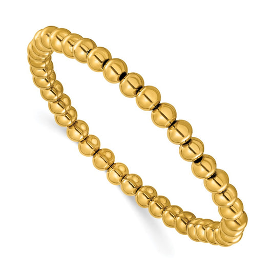 Chisel Stainless Steel Polished Yellow IP-plated 6mm Beaded 7.75 inch Stretch Bracelet SRB3206