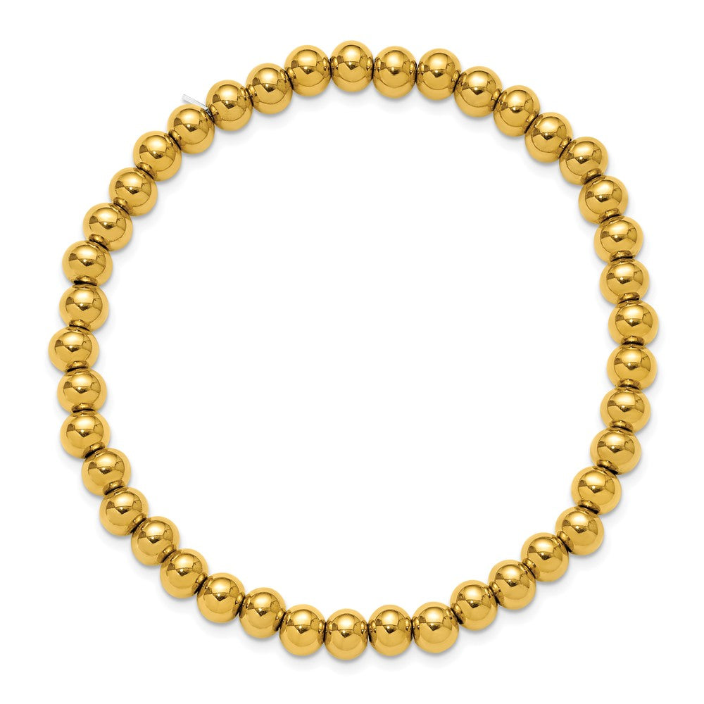 Chisel Stainless Steel Polished Yellow IP-plated 6mm Beaded 8.25 inch Stretch Bracelet SRB3207