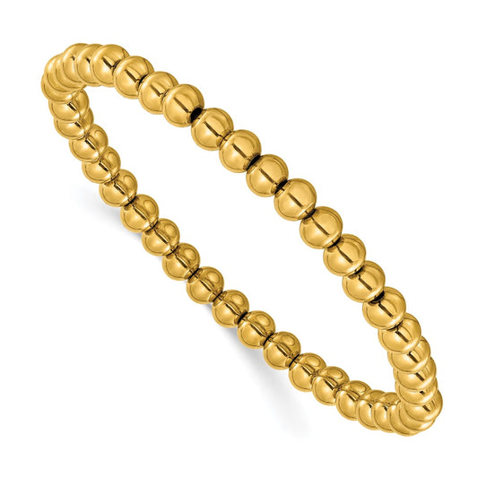 Chisel Stainless Steel Polished Yellow IP-plated 6mm Beaded 8.25 inch Stretch Bracelet SRB3207