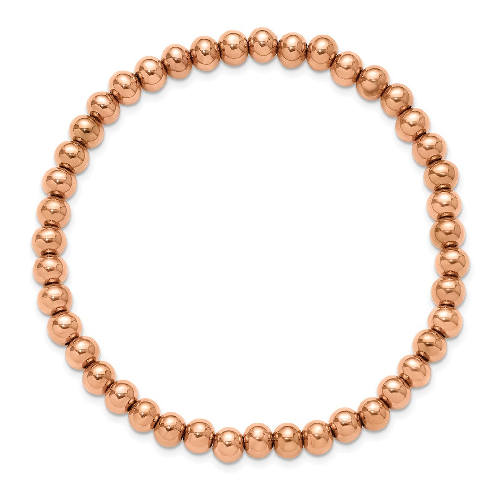 Chisel Stainless Steel Polished Rose IP-plated 6mm Beaded 8.25 inch Stretch Bracelet SRB3209