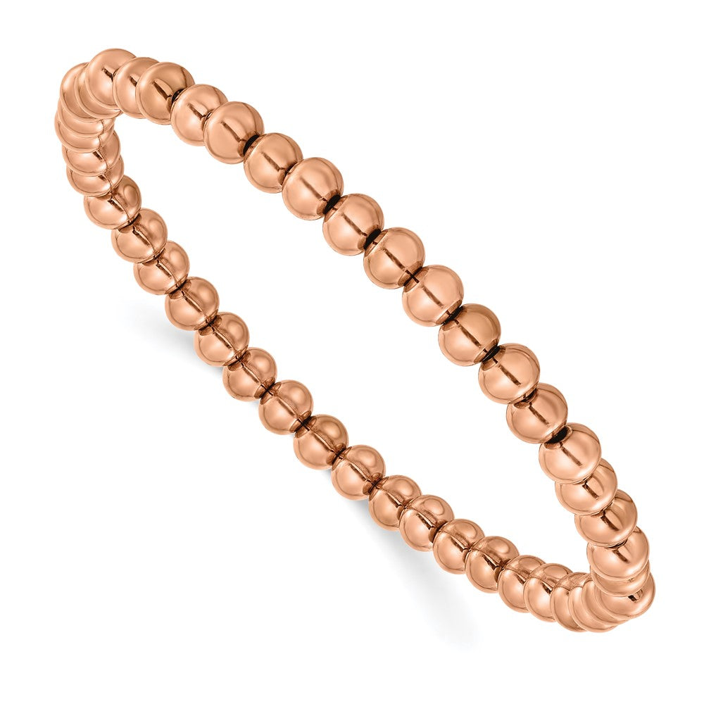 Chisel Stainless Steel Polished Rose IP-plated 6mm Beaded 8.25 inch Stretch Bracelet SRB3209