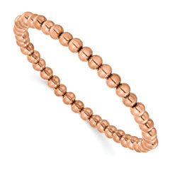 Chisel Stainless Steel Polished Rose IP-plated 6mm Beaded 8.25 inch Stretch Bracelet SRB3209