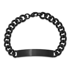 Chisel Stainless Steel Brushed and Polished Black IP-plated Curb Link 8 inch ID Bracelet SRB3228-8