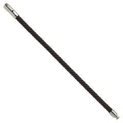 Chisel Stainless Steel Polished Black Nylon Cord 8 inch Bracelet SRB3236-8
