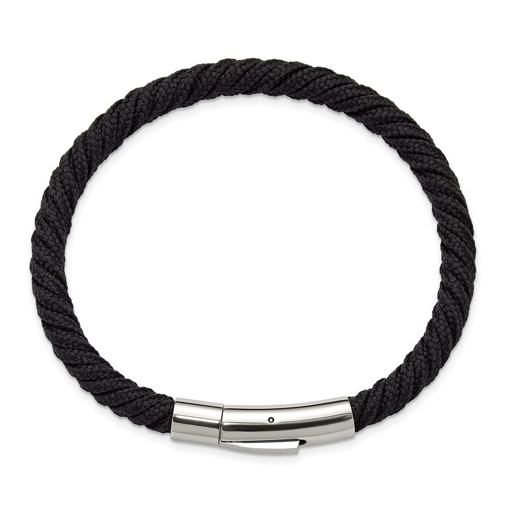 Chisel Stainless Steel Polished Black Nylon Cord 8 inch Bracelet SRB3236-8