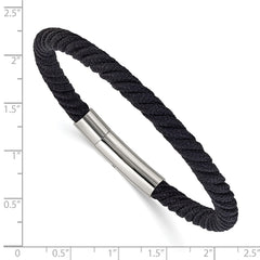 Chisel Stainless Steel Polished Black Nylon Cord 8 inch Bracelet SRB3236-8