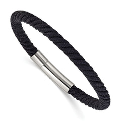 Chisel Stainless Steel Polished Black Nylon Cord 8 inch Bracelet SRB3236-8