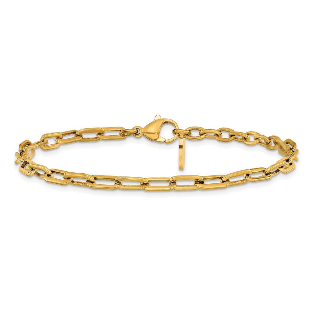 Chisel Stainless Steel Polished Yellow IP-plated 6.5 inch Plus a 1.5 inch Extension Paperclip Chain Link Bracelet SRB3248-6.5