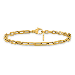 Chisel Stainless Steel Polished Yellow IP-plated 6.5 inch Plus a 1.5 inch Extension Paperclip Chain Link Bracelet SRB3248-6.5