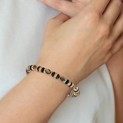Chisel Stainless Steel Polished 6.50mm Tiger's Eye, Picture Jasper and Black Onyx Beaded 7.5 inch Stretch Bracelet SRB3280