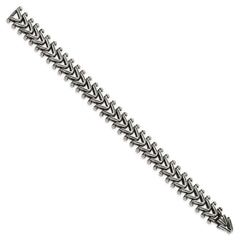 Chisel Stainless Steel Antiqued and Polished 8.25 inch Fancy Franco Link Bracelet SRB3293-8.25