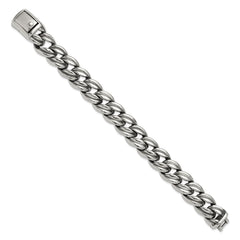 Chisel Stainless Steel Antiqued and Polished 8.5 inch Curb Link Bracelet SRB3294-8.5