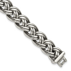 Chisel Stainless Steel Antiqued and Polished 8.5 inch Curb Link Bracelet SRB3296-8.5