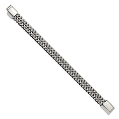 Chisel Stainless Steel Polished 8.5 inch Black Cord and Chain Bracelet SRB3301-8.5