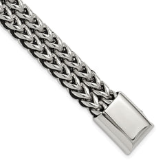 Chisel Stainless Steel Polished 8.5 inch Black Cord and Chain Bracelet SRB3301-8.5