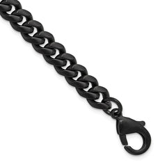 Chisel Stainless Steel Polished 8mm Black IP-plated 8.5 inch Curb Link Bracelet SRB3310-8.5