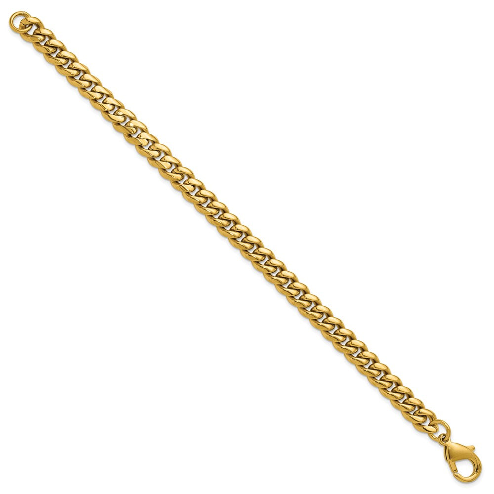 Chisel Stainless Steel Polished 8mm Yellow IP-plated 8.5 inch Curb Link Bracelet SRB3311-8.5