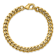Chisel Stainless Steel Polished 8mm Yellow IP-plated 8.5 inch Curb Link Bracelet SRB3311-8.5