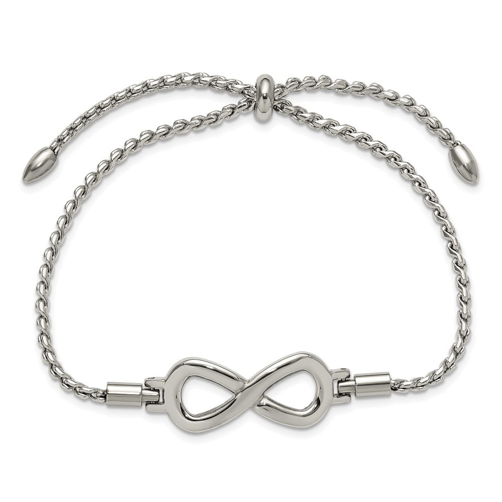 Chisel Stainless Steel Polished Infinity Symbol Adjustable Bolo Bracelet SRB3321
