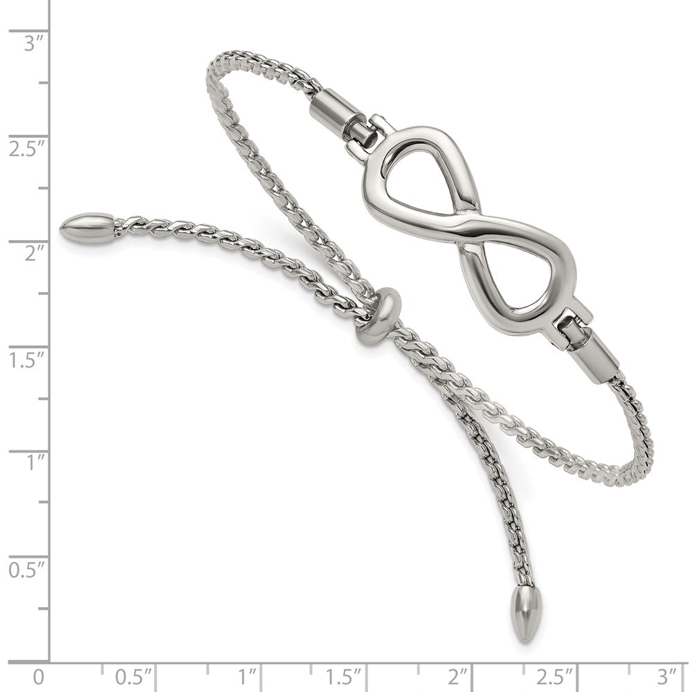 Chisel Stainless Steel Polished Infinity Symbol Adjustable Bolo Bracelet SRB3321