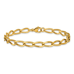 Chisel Stainless Steel Polished Yellow IP-plated 8 inch Elongated Curb Link Bracelet SRB3329-8