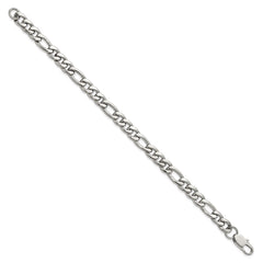 Chisel Stainless Steel Polished 8mm 8 inch Figaro Chain Bracelet SRB3332-8
