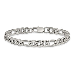 Chisel Stainless Steel Polished 8mm 8 inch Figaro Chain Bracelet SRB3332-8
