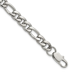 Chisel Stainless Steel Polished 8mm 8 inch Figaro Chain Bracelet SRB3332-8