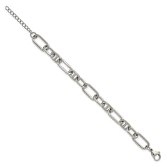 Chisel Stainless Steel Polished 9mm 6.5 inch Plus 1.25 inch 9mm Open Link Bracelet SRB3336-6.5