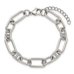 Chisel Stainless Steel Polished 9mm 6.5 inch Plus 1.25 inch 9mm Open Link Bracelet SRB3336-6.5