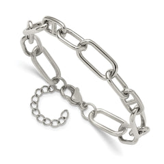 Chisel Stainless Steel Polished 9mm 6.5 inch Plus 1.25 inch 9mm Open Link Bracelet SRB3336-6.5