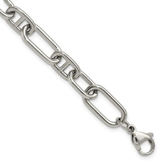 Chisel Stainless Steel Polished 9mm 6.5 inch Plus 1.25 inch 9mm Open Link Bracelet SRB3336-6.5