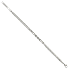 Chisel Stainless Steel Polished Two-Strand 7 inch Plus 1 inch Extension Bracelet SRB3342-7