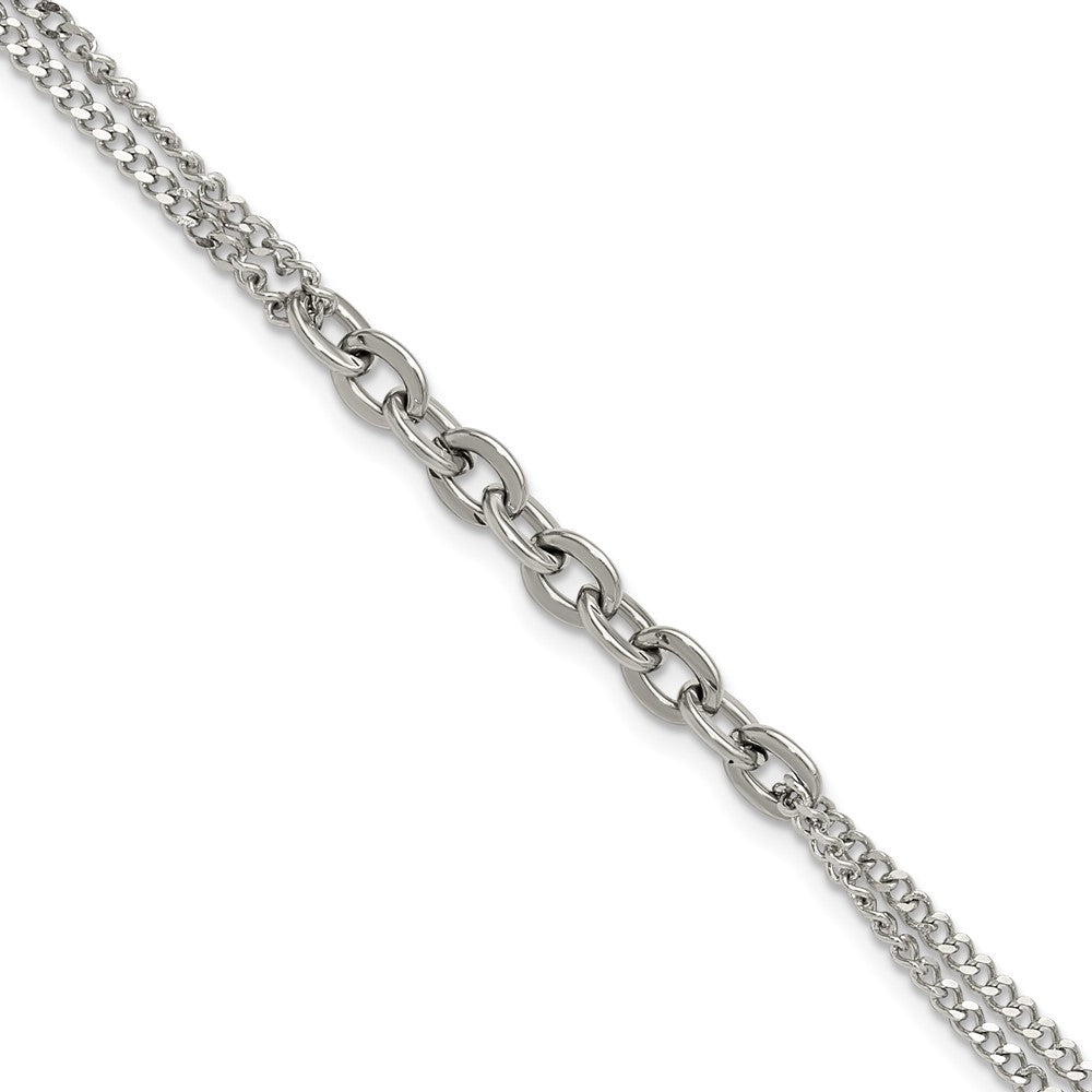 Chisel Stainless Steel Polished Two-Strand 7 inch Plus 1 inch Extension Bracelet SRB3342-7