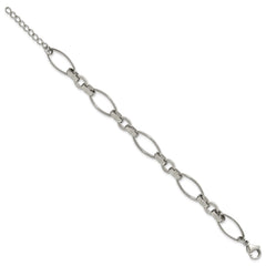 Chisel Stainless Steel Polished Open Link 6.75 inch Plus a 1.25 inch Extension Bracelet SRB3345-6.75