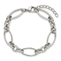 Chisel Stainless Steel Polished Open Link 6.75 inch Plus a 1.25 inch Extension Bracelet SRB3345-6.75