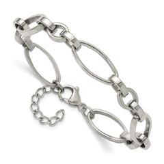 Chisel Stainless Steel Polished Open Link 6.75 inch Plus a 1.25 inch Extension Bracelet SRB3345-6.75
