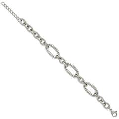 Chisel Stainless Steel Polished Open Link 7 inch Plus a 1.25 inch Extension Bracelet SRB3353-7