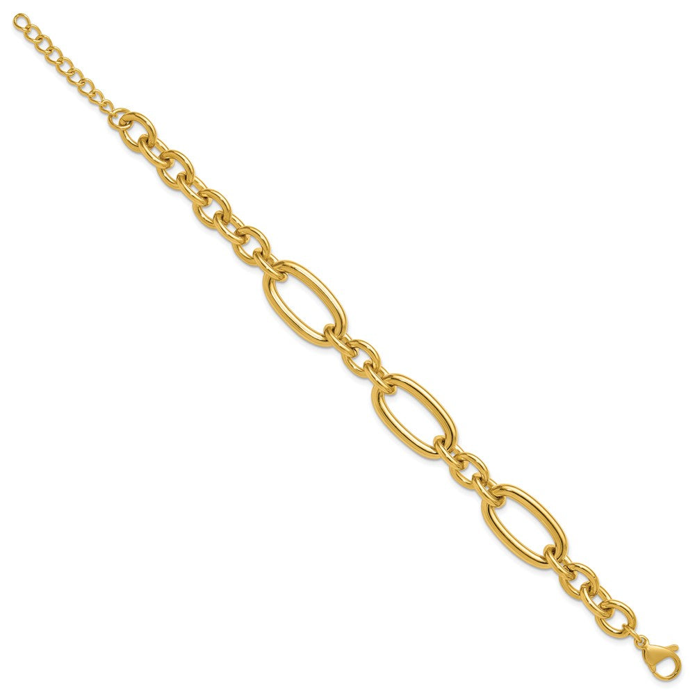 Chisel Stainless Steel Polished Yellow IP-plated Open Link 7 inch Plus a 1.25 inch Extension Bracelet SRB3354-7