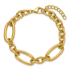 Chisel Stainless Steel Polished Yellow IP-plated Open Link 7 inch Plus a 1.25 inch Extension Bracelet SRB3354-7