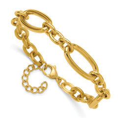 Chisel Stainless Steel Polished Yellow IP-plated Open Link 7 inch Plus a 1.25 inch Extension Bracelet SRB3354-7