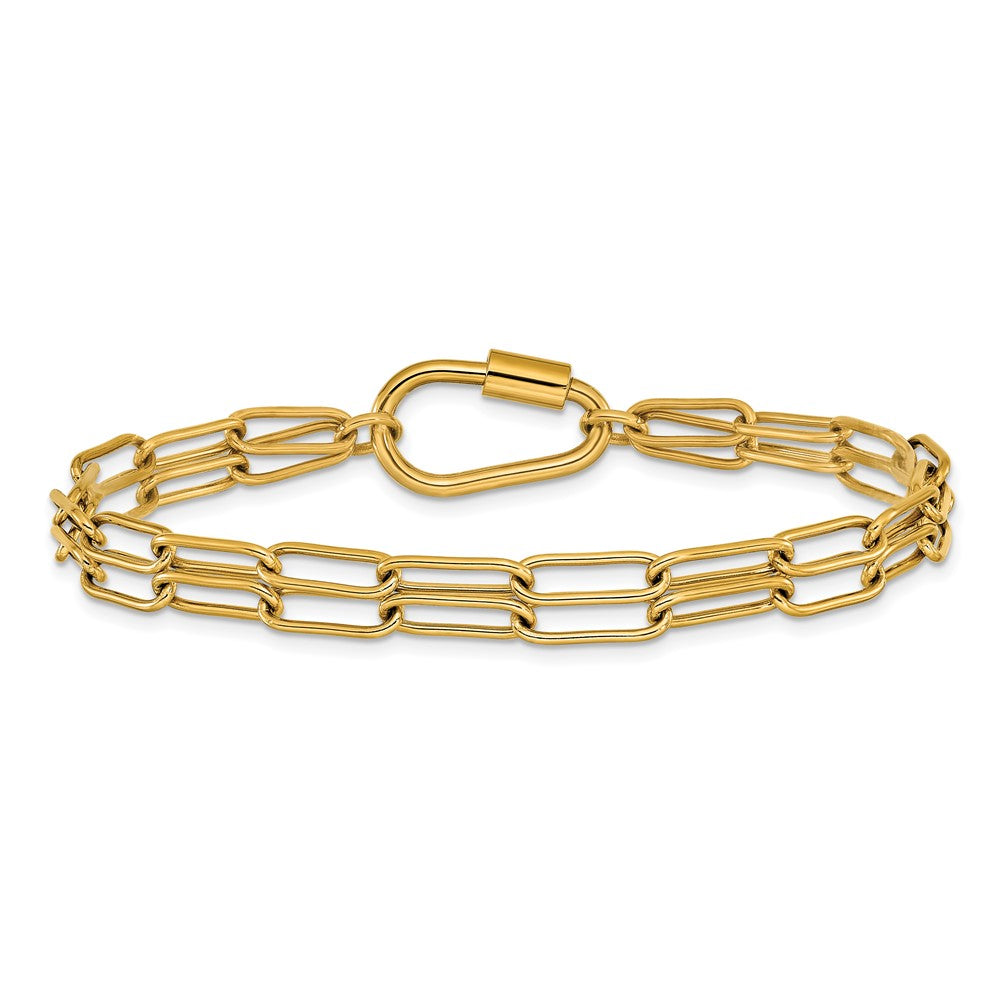 Chisel Stainless Steel Polished Yellow IP-plated Two-Strand 8 inch Paperclip Link Bracelet SRB3359-8