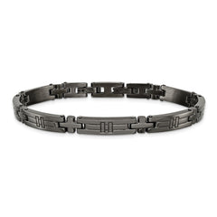 Chisel Stainless Steel Polished Gun Metal IP-plated Cross Link 8.25 inch Plus a .5 inch Extension Bracelet SRB3369-8.25