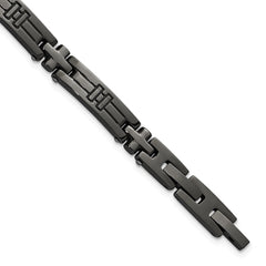 Chisel Stainless Steel Polished Gun Metal IP-plated Cross Link 8.25 inch Plus a .5 inch Extension Bracelet SRB3369-8.25